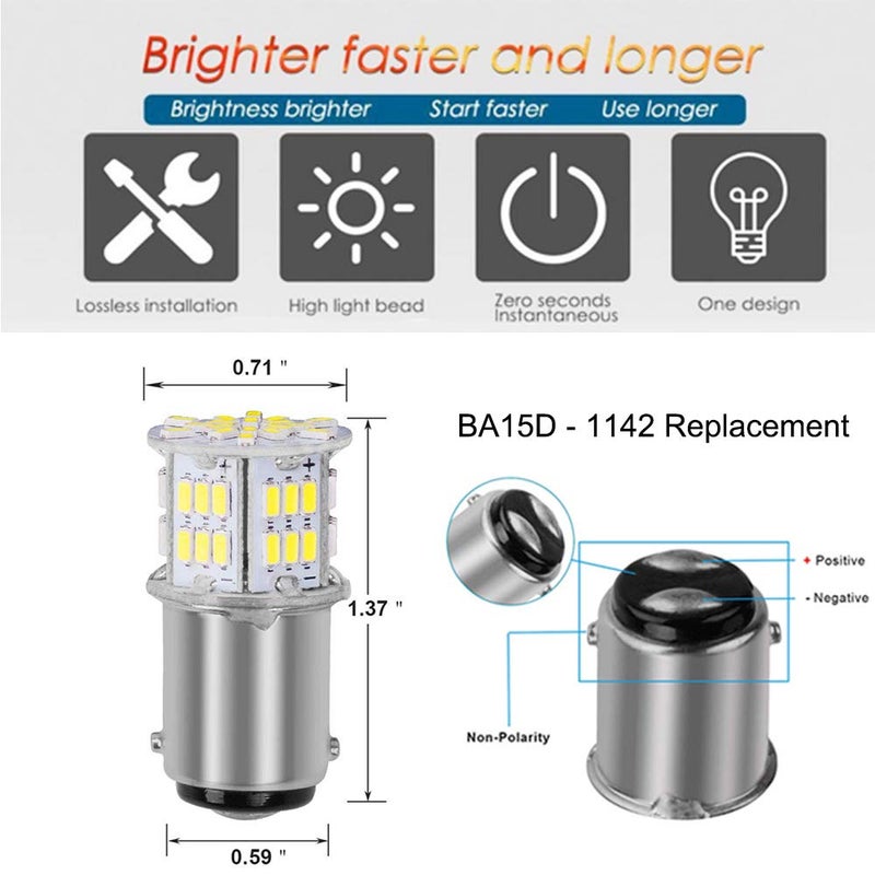 BlyilyB BA15D 1130 1142 1176 LED Bulb Bright White Interior LED Light Bulb for Car Trailer Marine RV Camper Boat As Tail Light - (Pack of 6) - Image 2